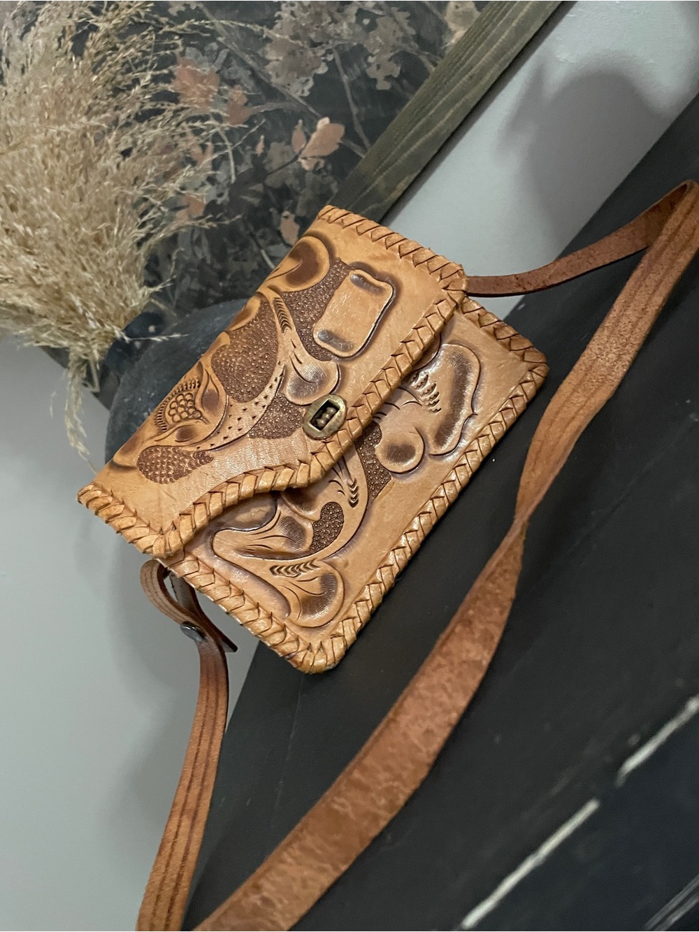 Vintage Leather Tooled Children’s Purse
